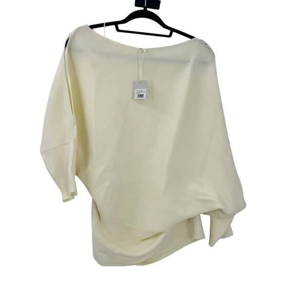Reiss Asymmetric Drape Knitted Pullover Lorna Top Mink Ivory Size XS NWT - Picture 4 of 11